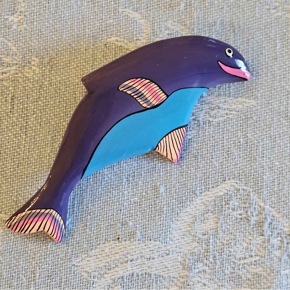 Dolphin Orca handpainted Brooch